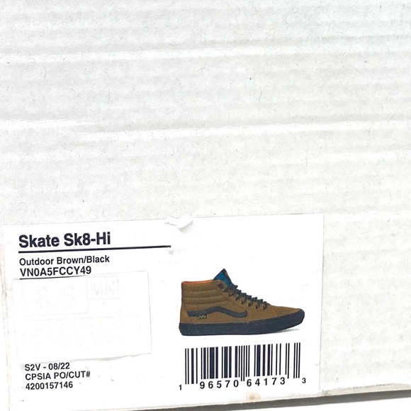 VANS Skate Sk8-Hi Outdoor Brown Shoes Nubuck Canvas Sneakers Men's VN0A5FCCY49 - Picture 9 of 10